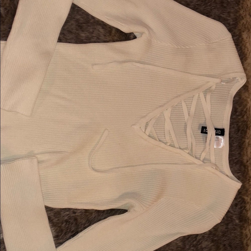 H&M tight ribbed lace up long sleeve top